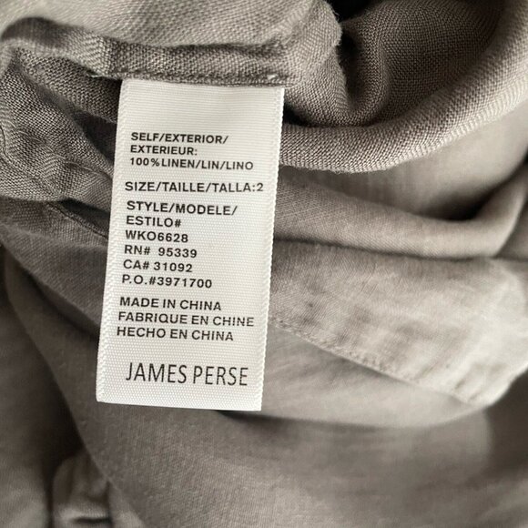 JAMES PERSE Linen Jumpsuit Sz 2 Medium NWOT Gray Short Sleeve Wide Leg Relaxed - Picture 7 of 7